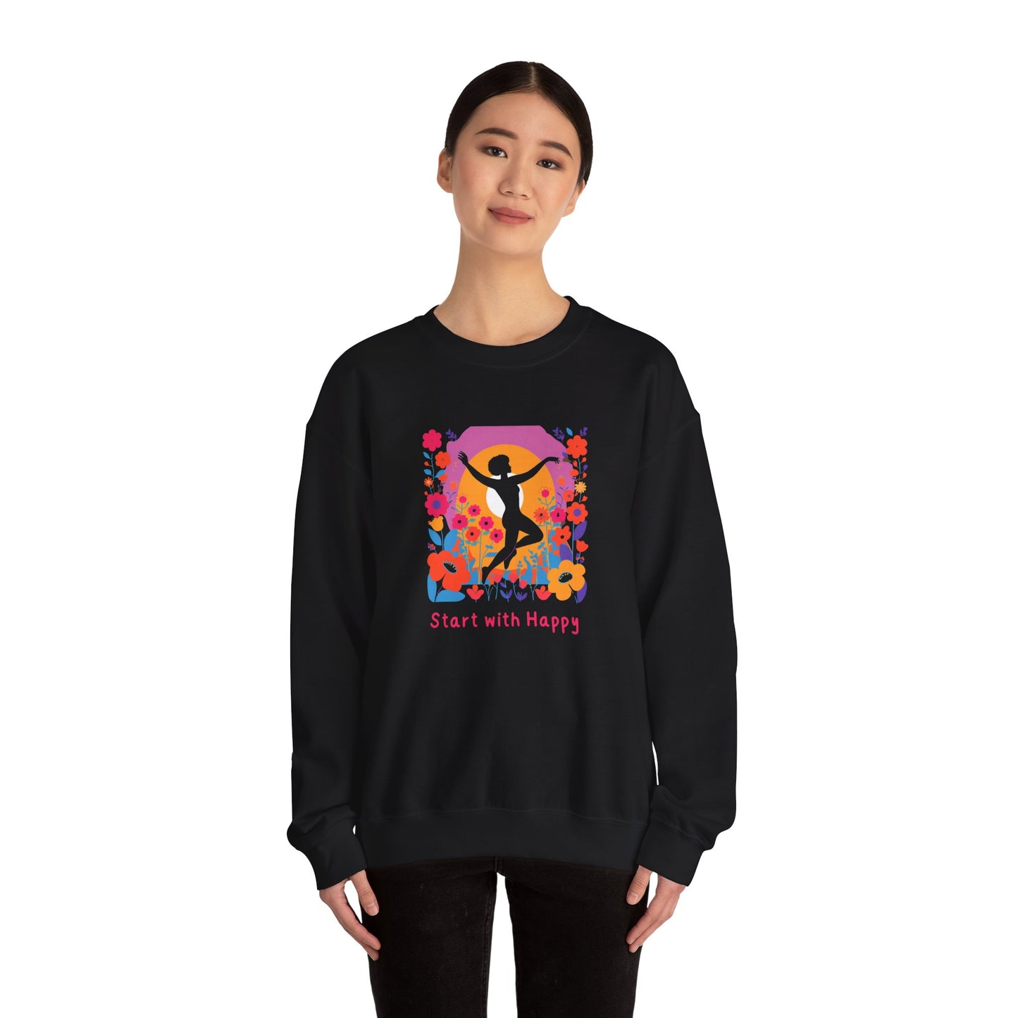 Women’s Crewneck Sweatshirt – Soft, Cozy & Happy-Inspired Pullover