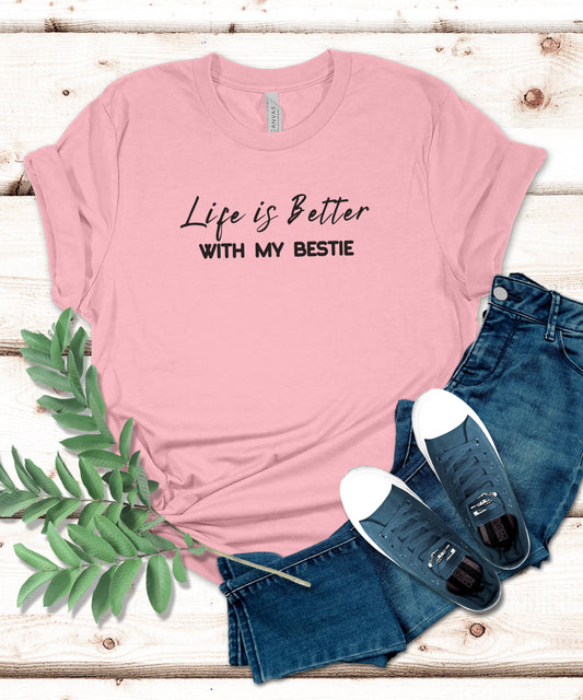 Best Friend TShirt Women T-shirt Friend Clothing Gift for Bestie T-shirt Designs Women Short Sleeve Cotton Shirt with Saying for Best Friend Gift for Her T-shirts for Friend